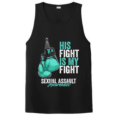 Sexual Assault Awareness Month Boxing Gloves Teal Ribbon PosiCharge Competitor Tank