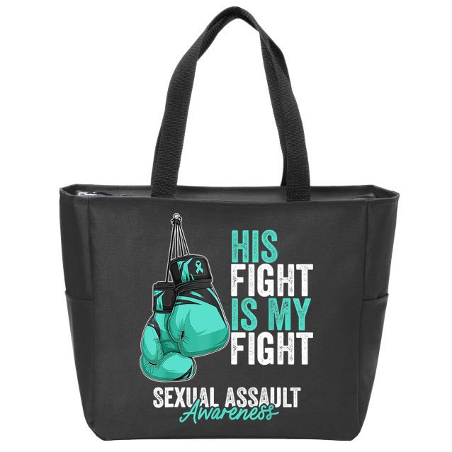 Sexual Assault Awareness Month Boxing Gloves Teal Ribbon Zip Tote Bag
