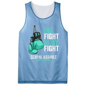 Sexual Assault Awareness Month Boxing Gloves Teal Ribbon Mesh Reversible Basketball Jersey Tank