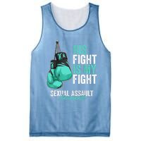 Sexual Assault Awareness Month Boxing Gloves Teal Ribbon Mesh Reversible Basketball Jersey Tank