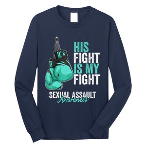 Sexual Assault Awareness Month Boxing Gloves Teal Ribbon Long Sleeve Shirt