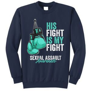 Sexual Assault Awareness Month Boxing Gloves Teal Ribbon Sweatshirt