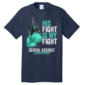 Sexual Assault Awareness Month Boxing Gloves Teal Ribbon Tall T-Shirt