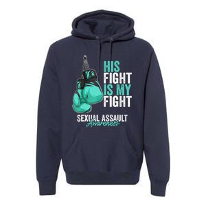 Sexual Assault Awareness Month Boxing Gloves Teal Ribbon Premium Hoodie