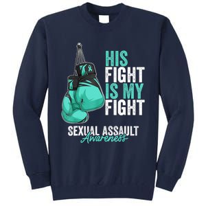 Sexual Assault Awareness Month Boxing Gloves Teal Ribbon Tall Sweatshirt