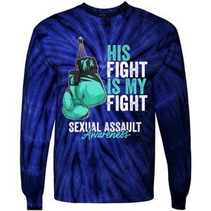 Sexual Assault Awareness Month Boxing Gloves Teal Ribbon Tie-Dye Long Sleeve Shirt