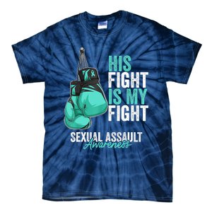 Sexual Assault Awareness Month Boxing Gloves Teal Ribbon Tie-Dye T-Shirt