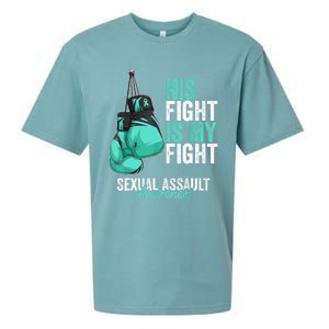 Sexual Assault Awareness Month Boxing Gloves Teal Ribbon Sueded Cloud Jersey T-Shirt