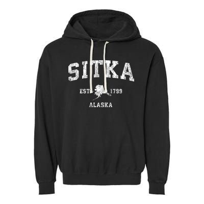 Sitka Alaska Ak Vintage Established Athletic Sports Design Garment-Dyed Fleece Hoodie