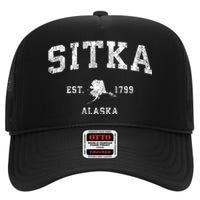 Sitka Alaska Ak Vintage Established Athletic Sports Design High Crown Mesh Back Trucker Hat