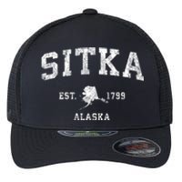 Sitka Alaska Ak Vintage Established Athletic Sports Design Flexfit Unipanel Trucker Cap