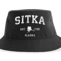 Sitka Alaska Ak Vintage Established Athletic Sports Design Sustainable Bucket Hat