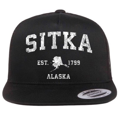 Sitka Alaska Ak Vintage Established Athletic Sports Design Flatbill Hat