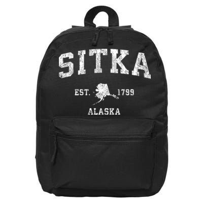 Sitka Alaska Ak Vintage Established Athletic Sports Design 16 in Basic Backpack