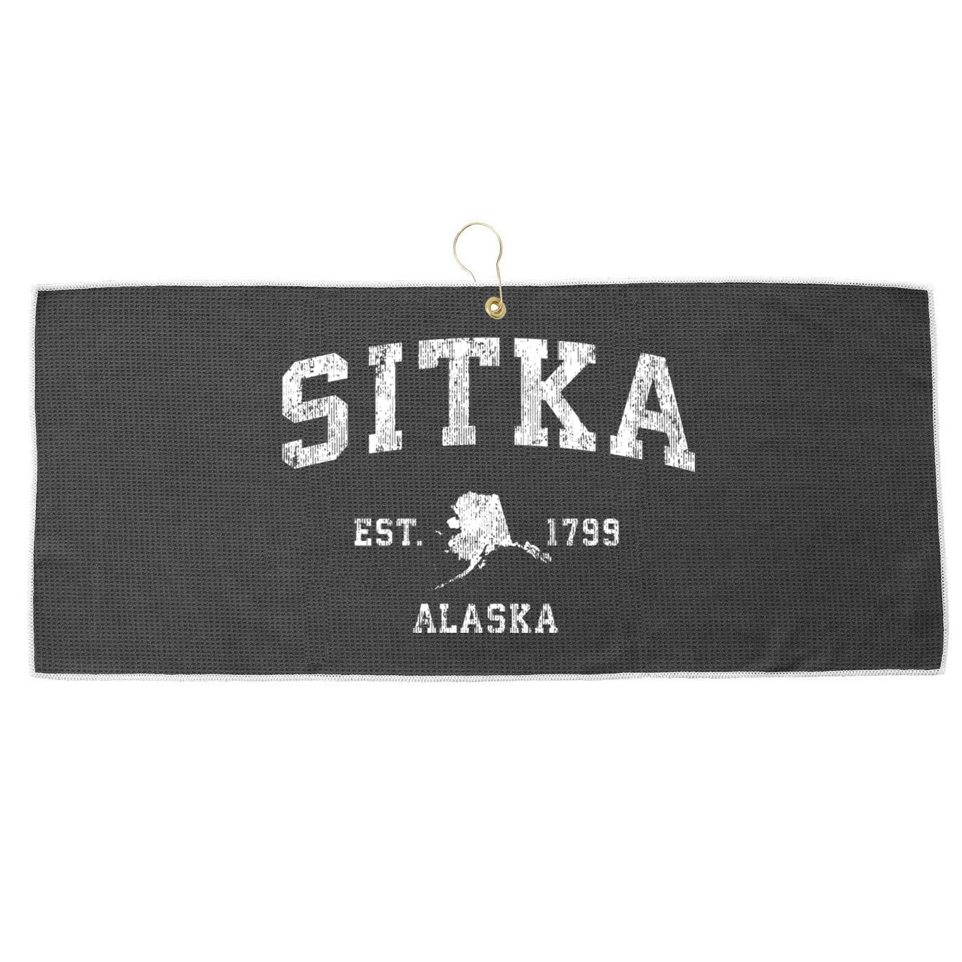 Sitka Alaska Ak Vintage Established Athletic Sports Design Large Microfiber Waffle Golf Towel