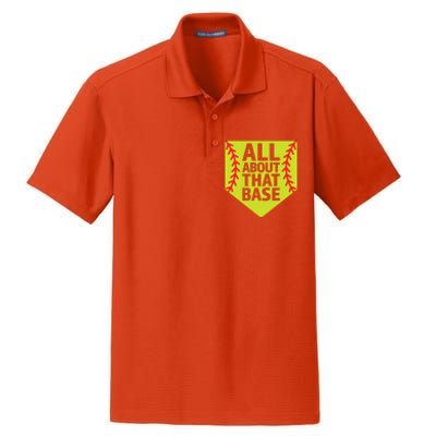 Softball All About That Base Cute Mom Coach Softball Player Gift Dry Zone Grid Polo