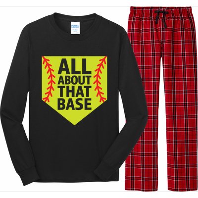 Softball All About That Base Cute Mom Coach Softball Player Gift Long Sleeve Pajama Set