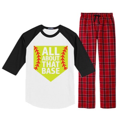 Softball All About That Base Cute Mom Coach Softball Player Gift Raglan Sleeve Pajama Set