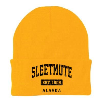 Sleetmute Alaska Ak Vintage Sports Established Design Knit Cap Winter Beanie