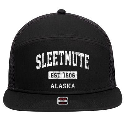 Sleetmute Alaska Ak Vintage Sports Established Design 7 Panel Mesh Trucker Snapback Hat