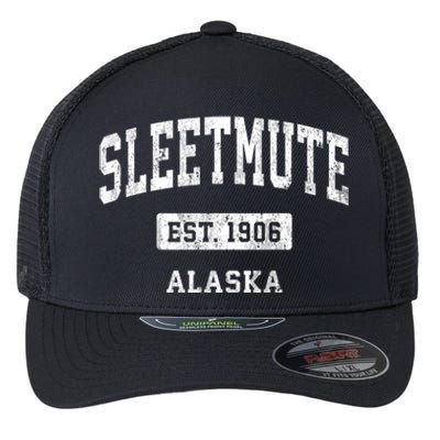 Sleetmute Alaska Ak Vintage Sports Established Design Flexfit Unipanel Trucker Cap