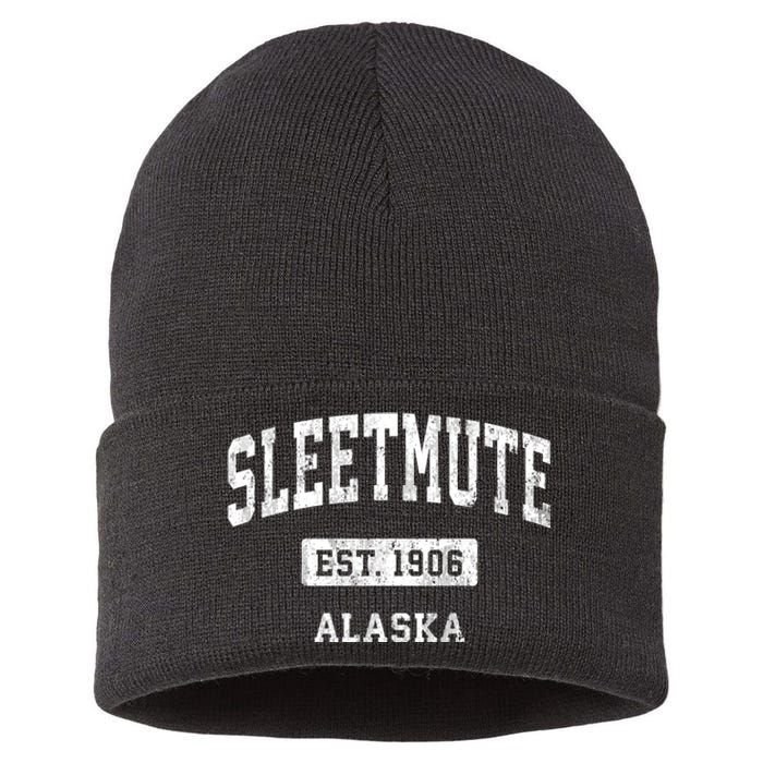 Sleetmute Alaska Ak Vintage Sports Established Design Sustainable Knit Beanie