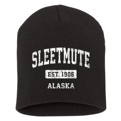 Sleetmute Alaska Ak Vintage Sports Established Design Short Acrylic Beanie