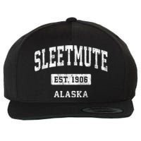 Sleetmute Alaska Ak Vintage Sports Established Design Wool Snapback Cap