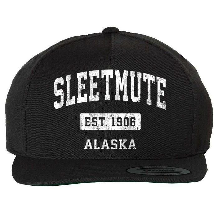 Sleetmute Alaska Ak Vintage Sports Established Design Wool Snapback Cap