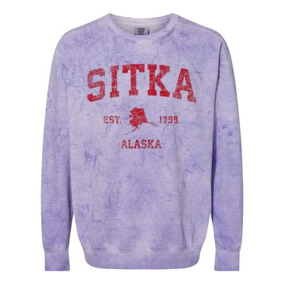 Sitka Alaska Ak Vintage Sports Design Red Print Colorblast Crewneck Sweatshirt