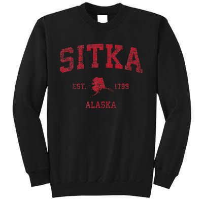 Sitka Alaska Ak Vintage Sports Design Red Print Sweatshirt