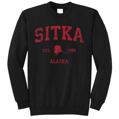 Sitka Alaska Ak Vintage Sports Design Red Print Tall Sweatshirt