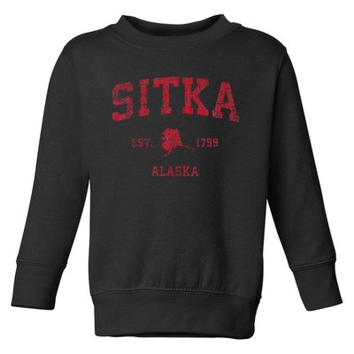 Sitka Alaska Ak Vintage Sports Design Red Print Toddler Sweatshirt