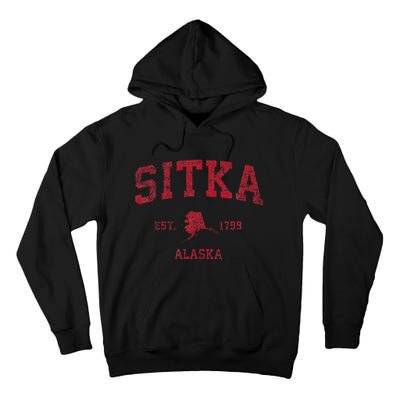 Sitka Alaska Ak Vintage Sports Design Red Print Tall Hoodie