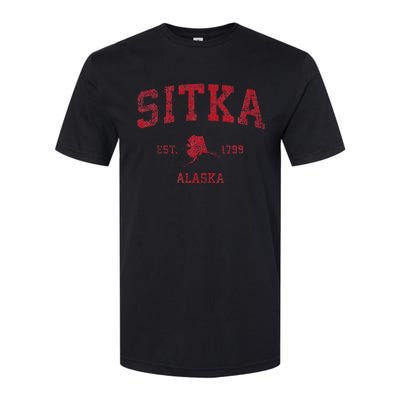 Sitka Alaska Ak Vintage Sports Design Red Print Softstyle CVC T-Shirt