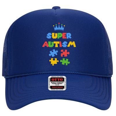 Super Autism Autism Superhero Autism Is My Super Power Meaningful Gift High Crown Mesh Back Trucker Hat