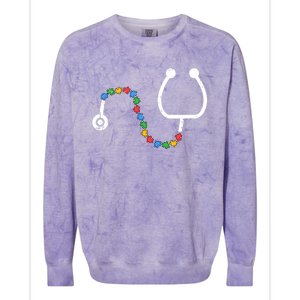 Stethoscope Autism Awareness Medical Rn Nurse Doctor Funny Gift Colorblast Crewneck Sweatshirt