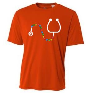 Stethoscope Autism Awareness Medical Rn Nurse Doctor Funny Gift Cooling Performance Crew T-Shirt