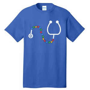 Stethoscope Autism Awareness Medical Rn Nurse Doctor Funny Gift Tall T-Shirt