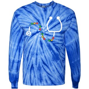 Stethoscope Autism Awareness Medical Rn Nurse Doctor Funny Gift Tie-Dye Long Sleeve Shirt