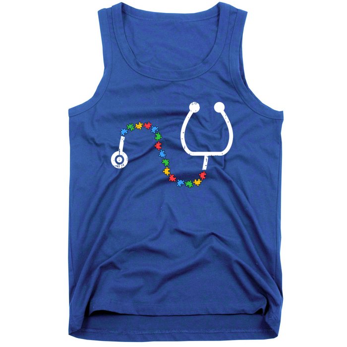 Stethoscope Autism Awareness Medical Rn Nurse Doctor Funny Gift Tank Top