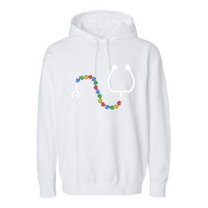 Stethoscope Autism Awareness Medical Rn Nurse Doctor Funny Gift Garment-Dyed Fleece Hoodie