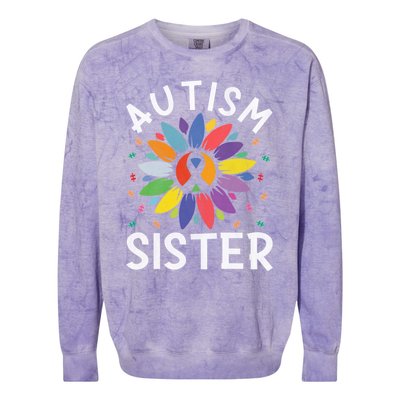 Sunflower Autism Awareness Day Matching Family Autism Sister Gift Colorblast Crewneck Sweatshirt