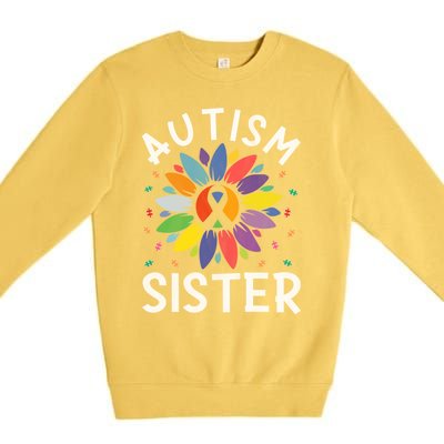 Sunflower Autism Awareness Day Matching Family Autism Sister Gift Premium Crewneck Sweatshirt