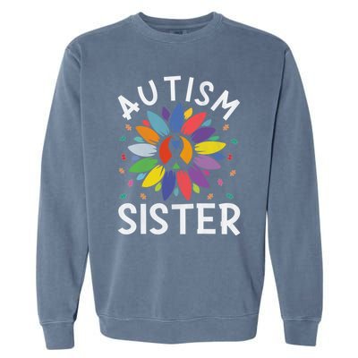 Sunflower Autism Awareness Day Matching Family Autism Sister Gift Garment-Dyed Sweatshirt