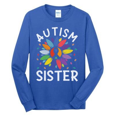 Sunflower Autism Awareness Day Matching Family Autism Sister Gift Tall Long Sleeve T-Shirt