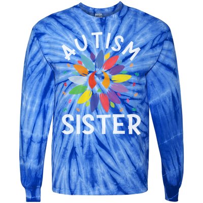 Sunflower Autism Awareness Day Matching Family Autism Sister Gift Tie-Dye Long Sleeve Shirt