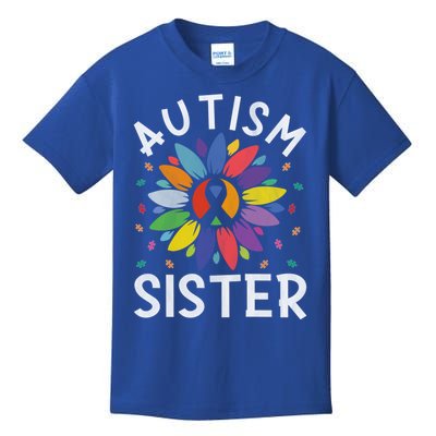 Sunflower Autism Awareness Day Matching Family Autism Sister Gift Kids T-Shirt