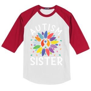 Sunflower Autism Awareness Day Matching Family Autism Sister Gift Kids Colorblock Raglan Jersey