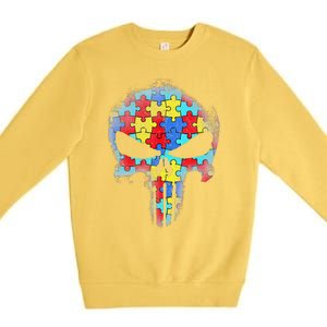 Skull Autism Awareness Tee Mom Dad Autism Premium Crewneck Sweatshirt